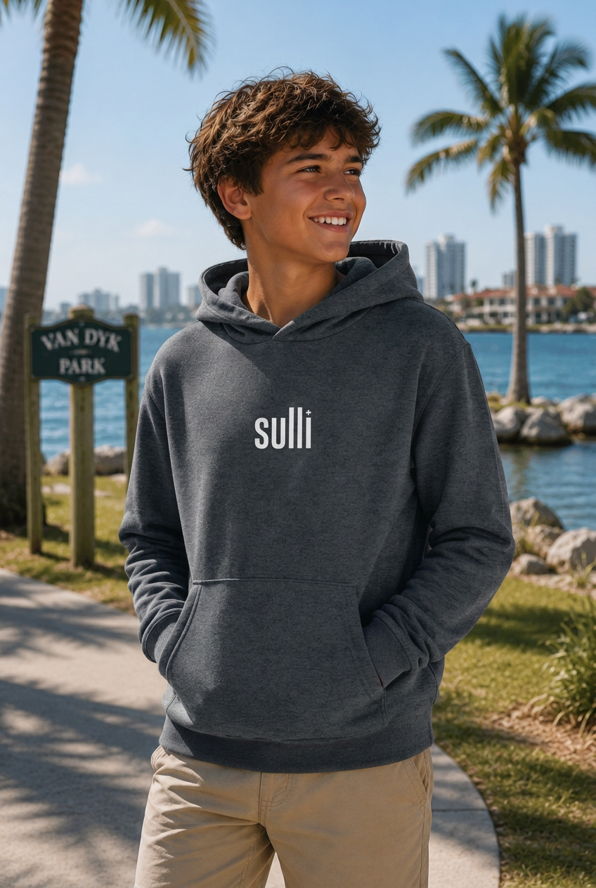 Dark heather Grey Youth Future Force Hoodie lifestyle image